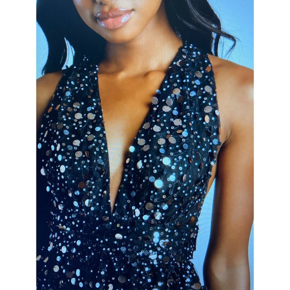 NWT Last TWO Final $$ Shine On You Black Sequin Mini Skater Dress Small - Picture 3 of 7